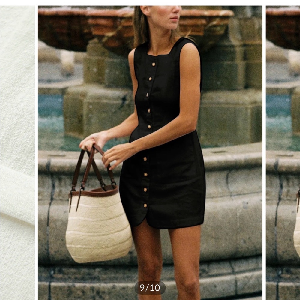 Commense Black Button-Front Mini Dress